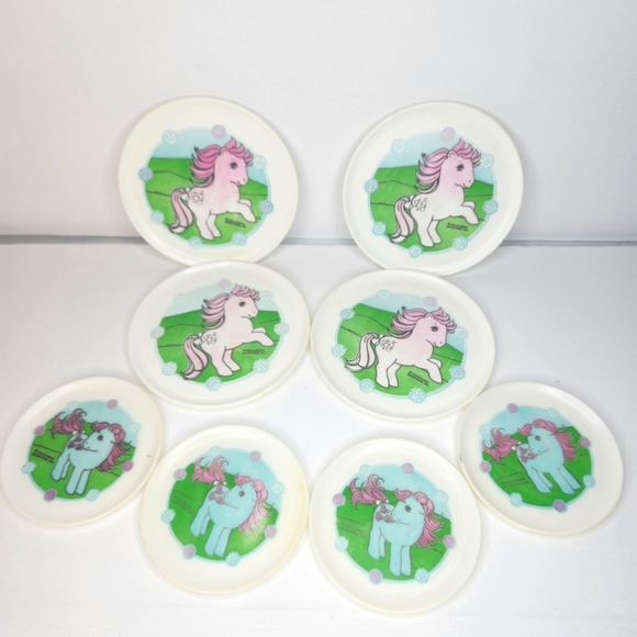 Vintage 1984 MLP My Little Pony Tea Party Plates Saucers Toy Fairy - Picture 1 of 6